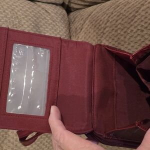 Burgundy Wallet with Multiple Compartments